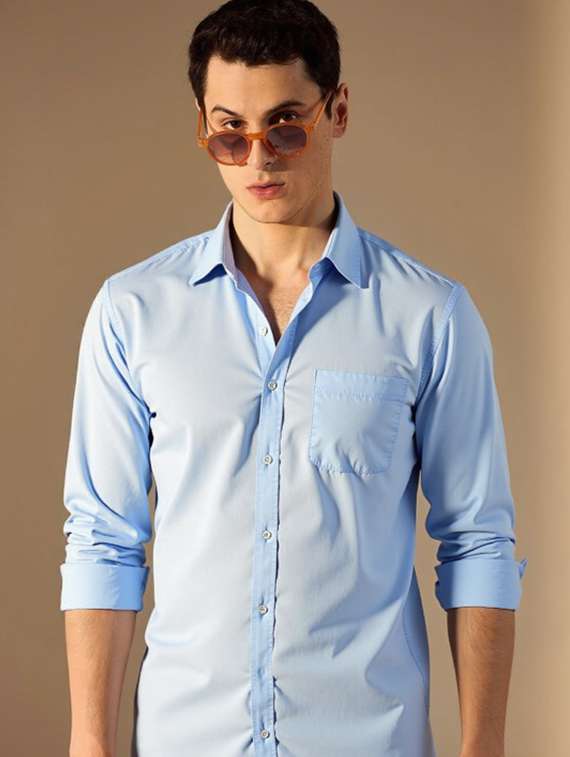 men solid long sleeve slim fit casual shirt - 22145794 - Zoom Image - 0