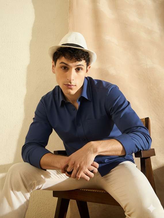 men solid long sleeve slim fit casual shirt - 22145795 - Standard Image - 3