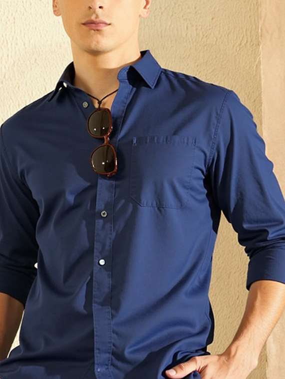men solid long sleeve slim fit casual shirt - 22145795 - Standard Image - 5