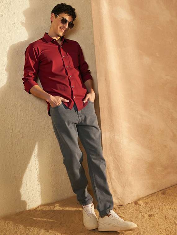 men solid long sleeve slim fit casual shirt - 22145796 - Standard Image - 3