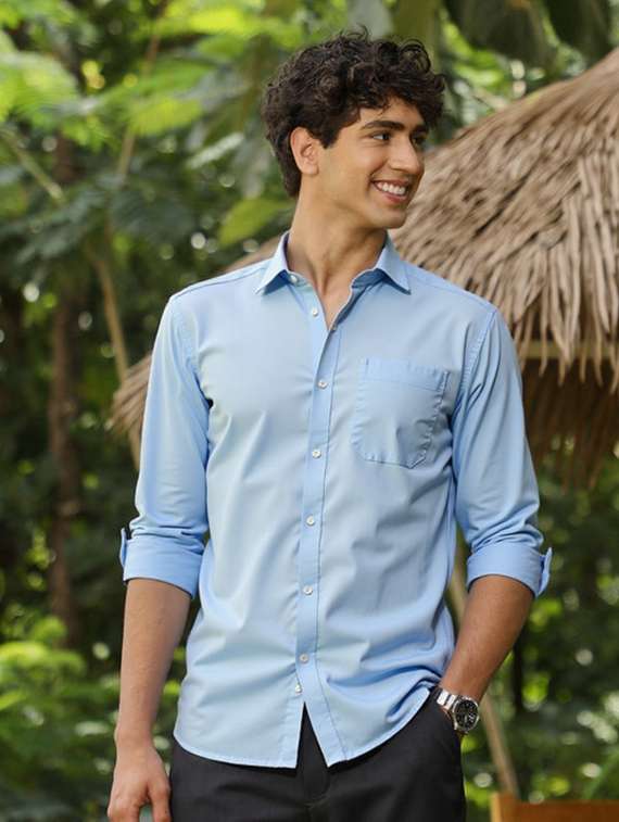 men solid long sleeve slim fit casual shirt - 22145797 - Zoom Image - 0