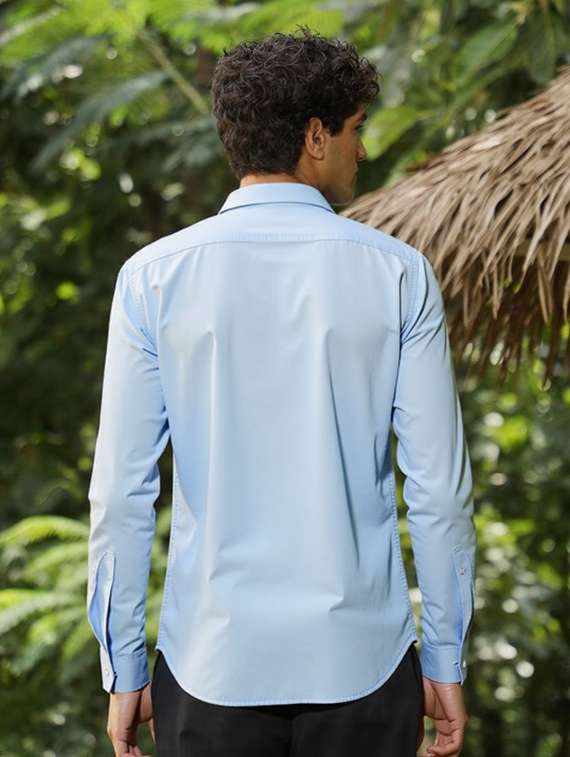 men solid long sleeve slim fit casual shirt - 22145797 - Standard Image - 3