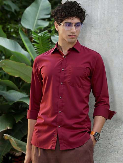 men solid long sleeve slim fit casual shirt - 22145799 - Standard Image - 0