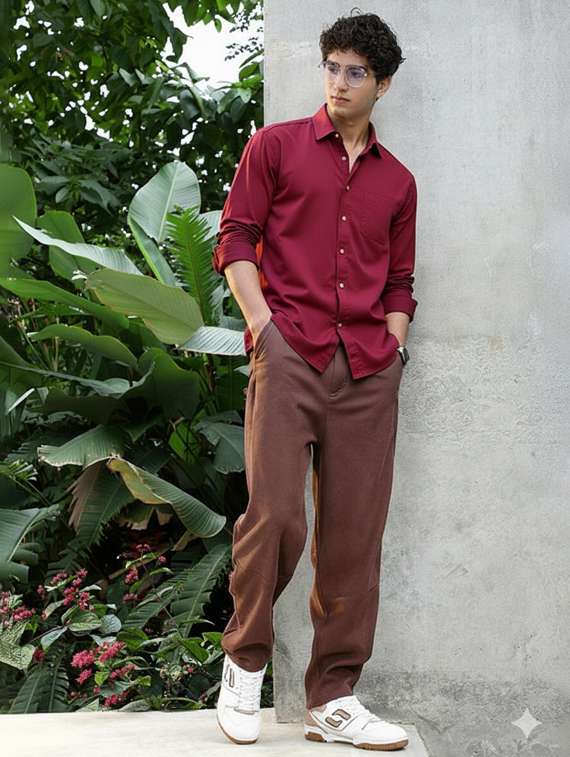 men solid long sleeve slim fit casual shirt - 22145799 - Standard Image - 3