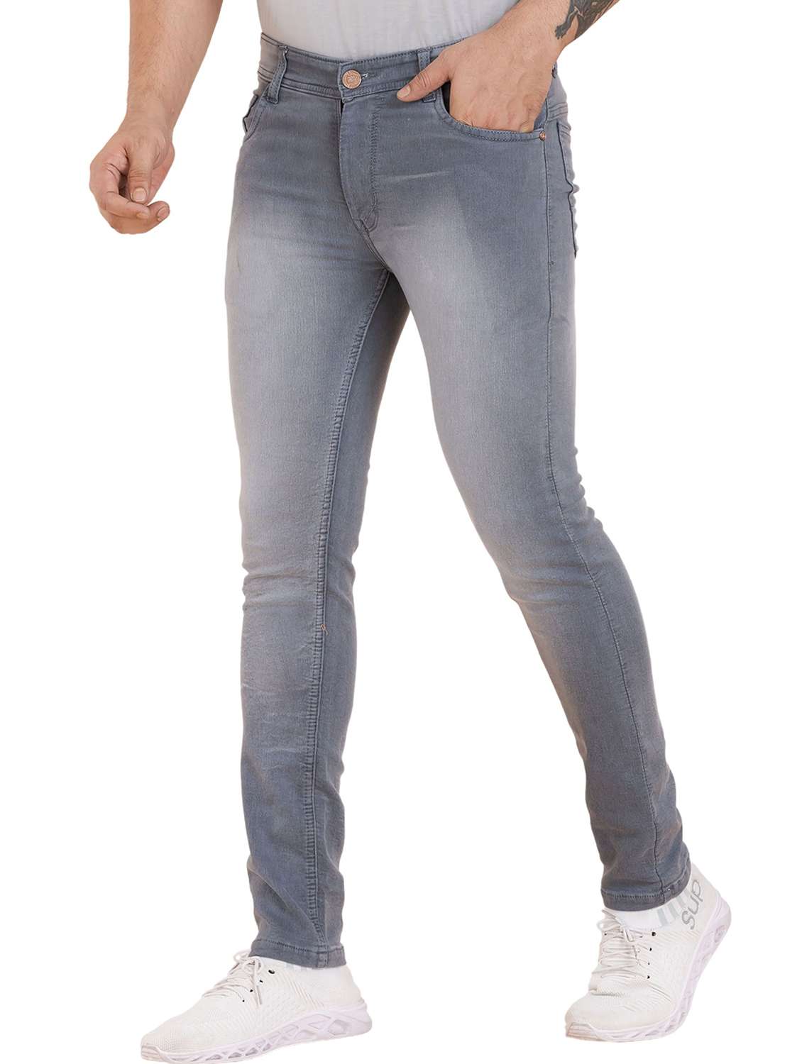 men washed mid rise slim fit jeans