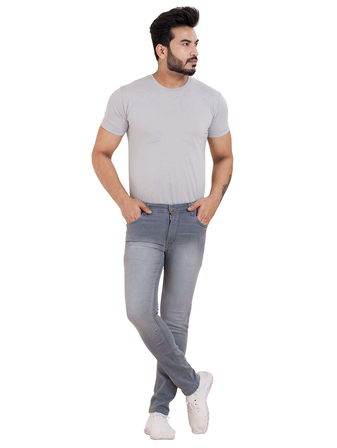 men washed mid rise slim fit jeans - 22145870 -  Standard Image - 3