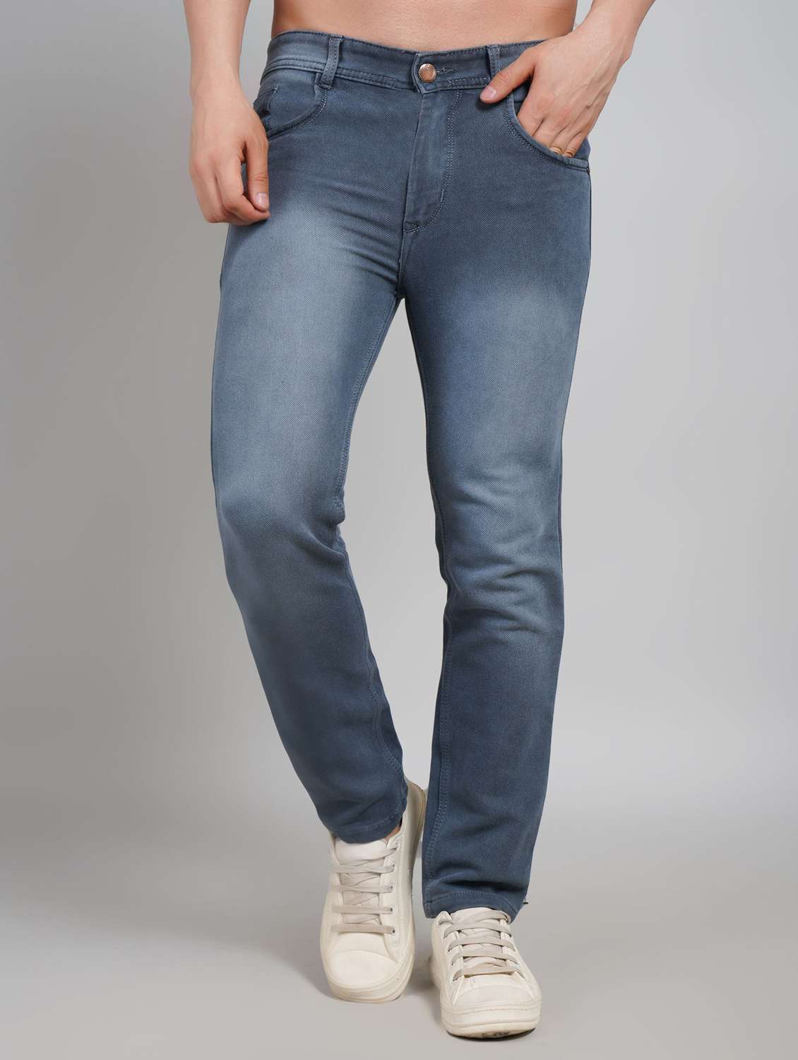 men washed mid rise slim fit jeans