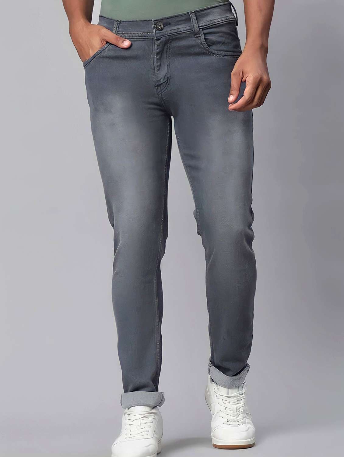 men washed mid rise slim fit jeans - 22145878 -  Zoom Image - 0