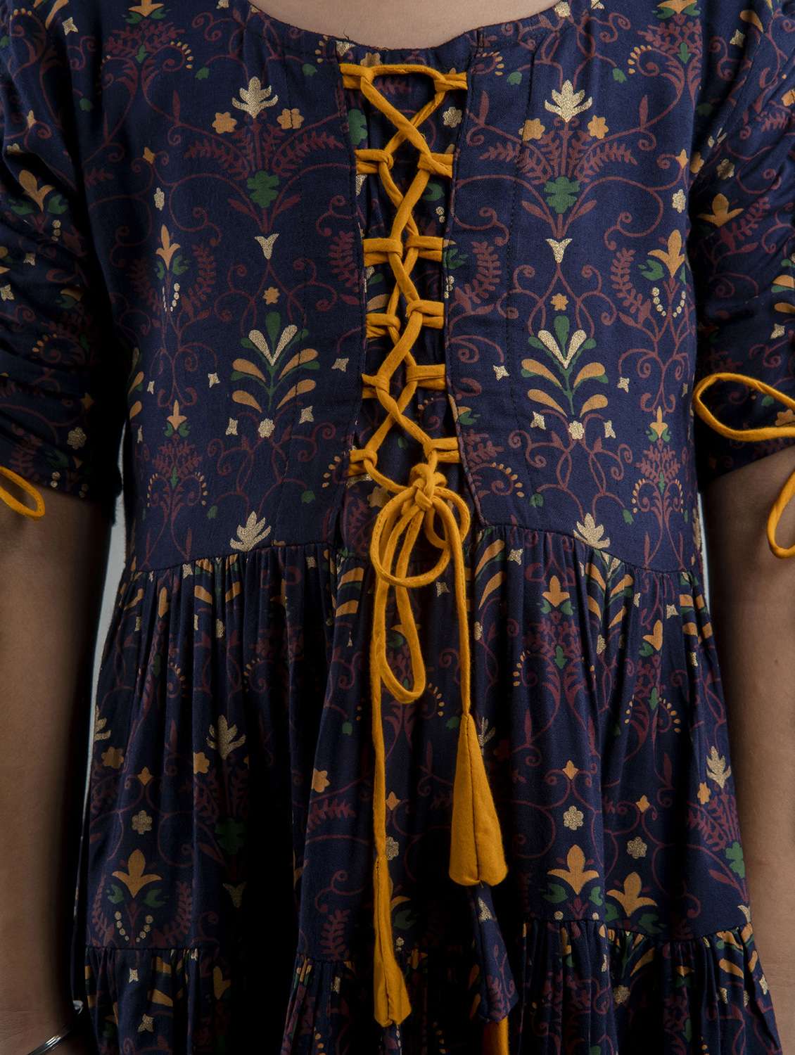 girls printed three quarter sleeve tiered gown - 22145882 -  Standard Image - 5