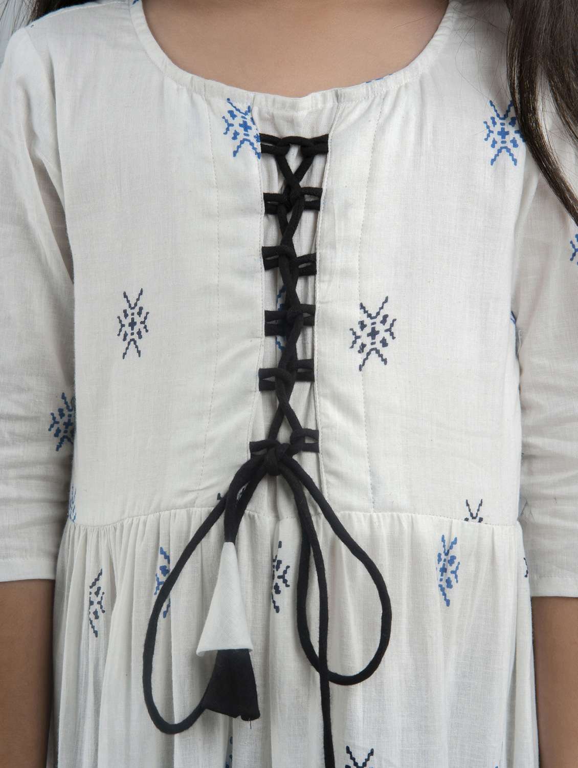 girls printed three quarter sleeve tiered gown - 22145884 -  Standard Image - 5