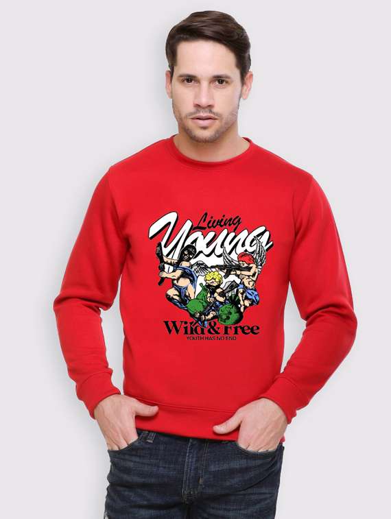 men front print long sleeve regular fit sweatshirt - 22146045 -  Zoom Image - 0