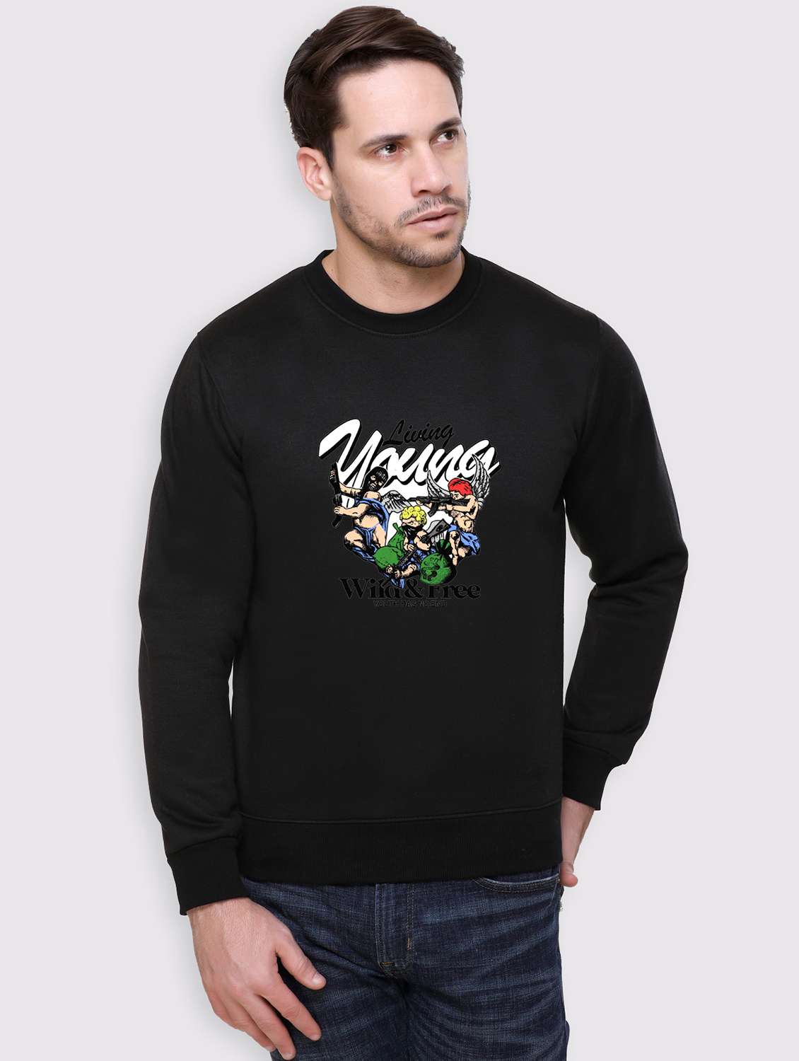 men front print long sleeve regular fit sweatshirt