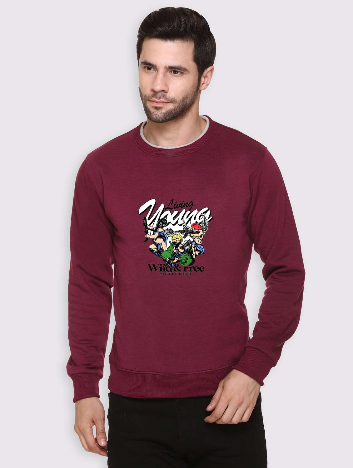 men front print long sleeve regular fit sweatshirt