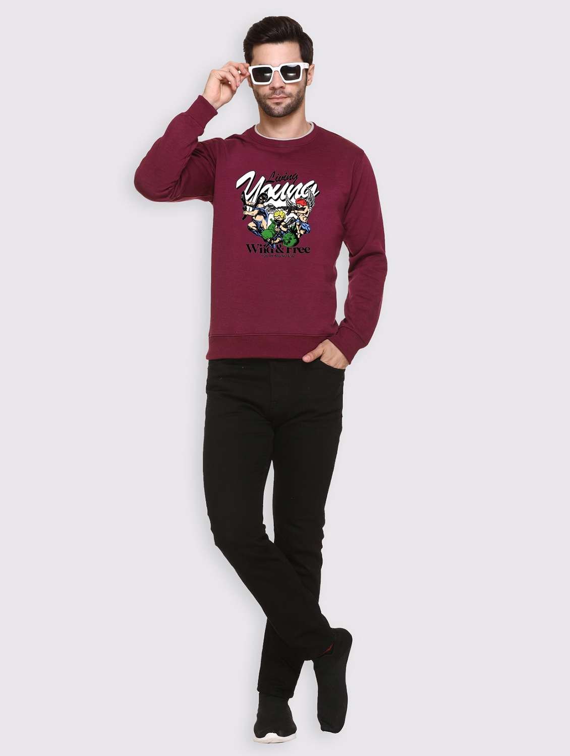 men front print long sleeve regular fit sweatshirt - 22146048 -  Standard Image - 3