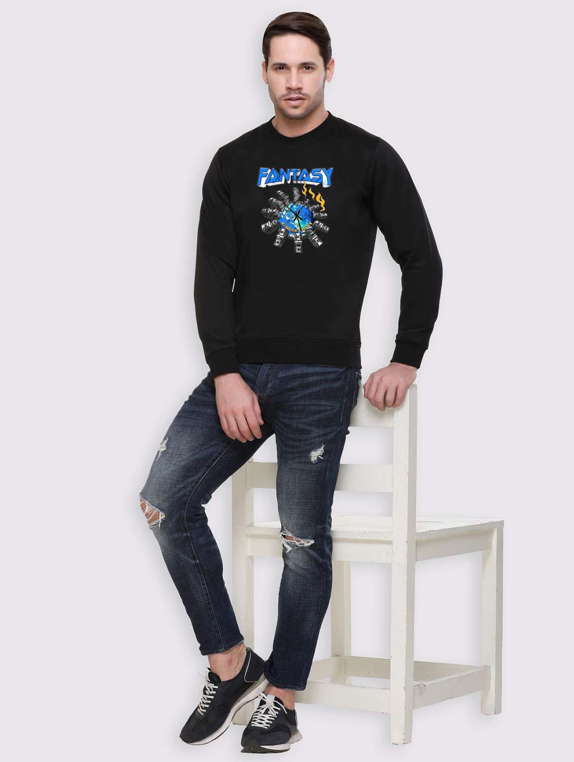 men front print long sleeve regular fit sweatshirt - 22146050 -  Standard Image - 3