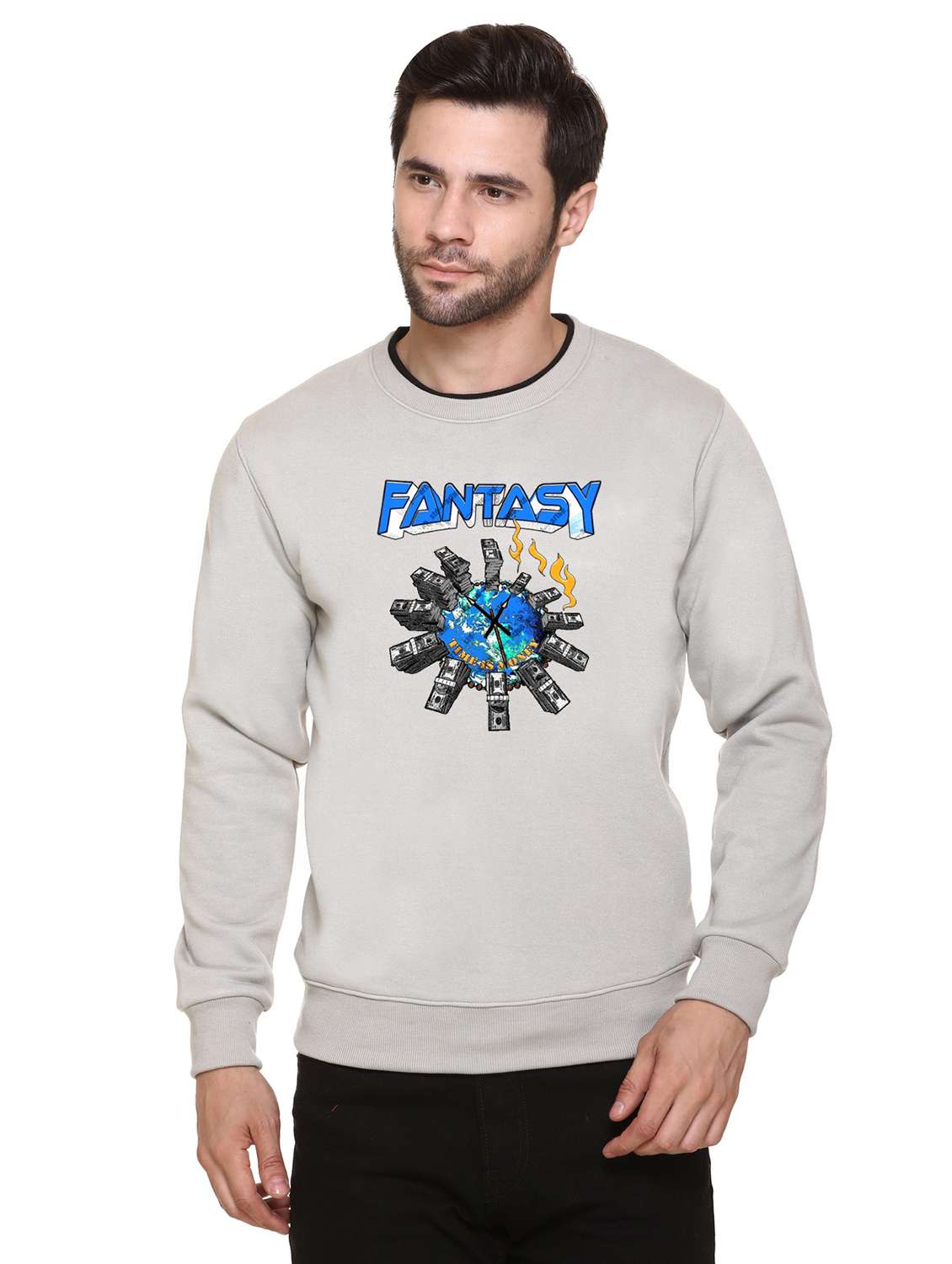 men front print long sleeve regular fit sweatshirt - 22146051 -  Zoom Image - 0