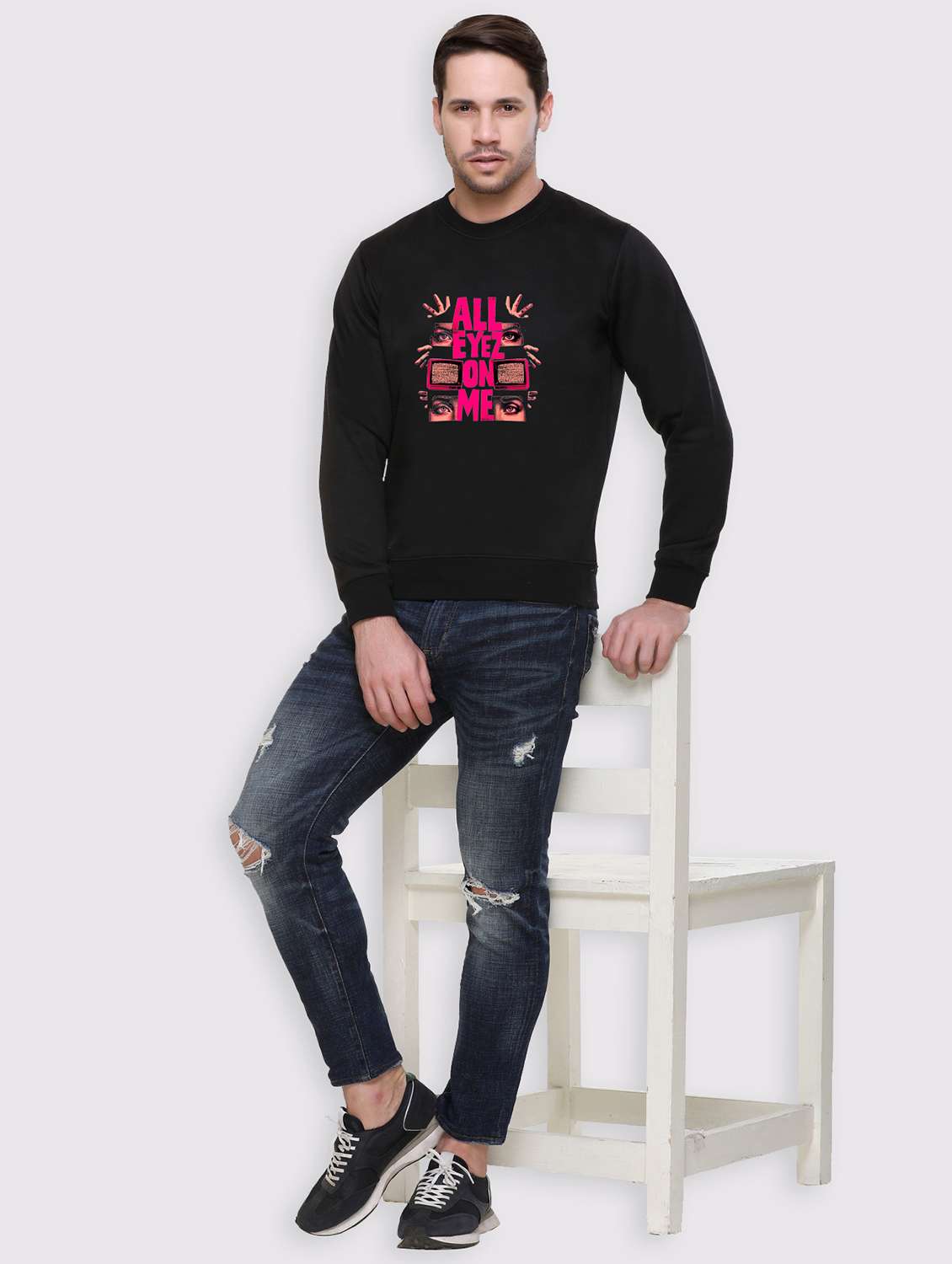men front print long sleeve regular fit sweatshirt - 22146054 -  Standard Image - 3
