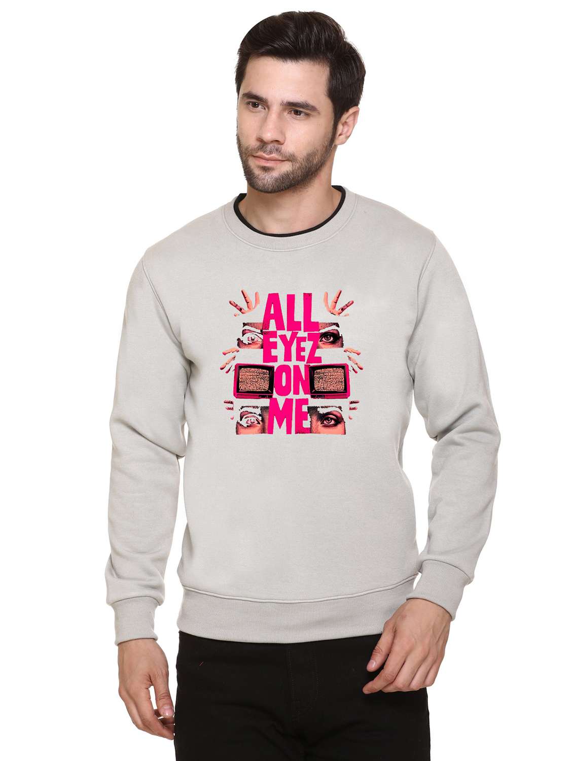 men front print long sleeve regular fit sweatshirt