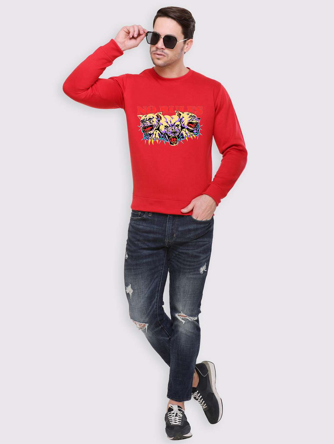 men chest print long sleeve regular fit sweatshirt - 22146065 -  Standard Image - 3