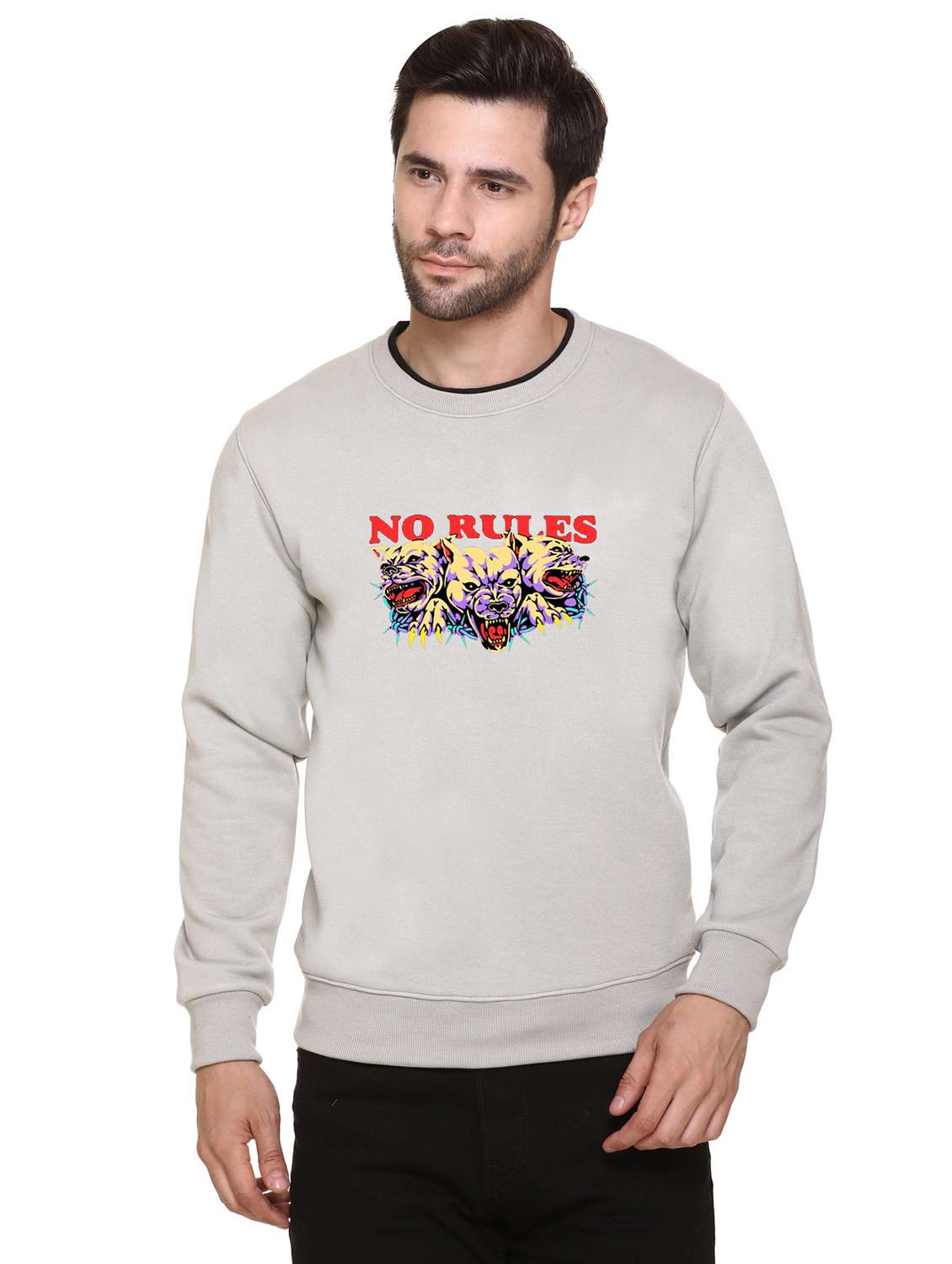 men chest print long sleeve regular fit sweatshirt