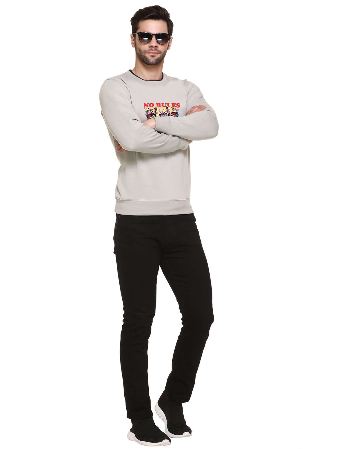 men chest print long sleeve regular fit sweatshirt - 22146067 - Standard Image - 3