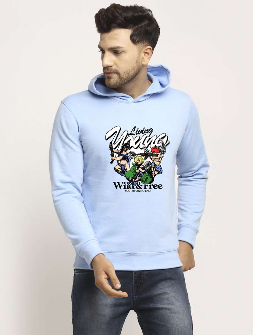 men front print long sleeve regular fit hooded sweatshirt