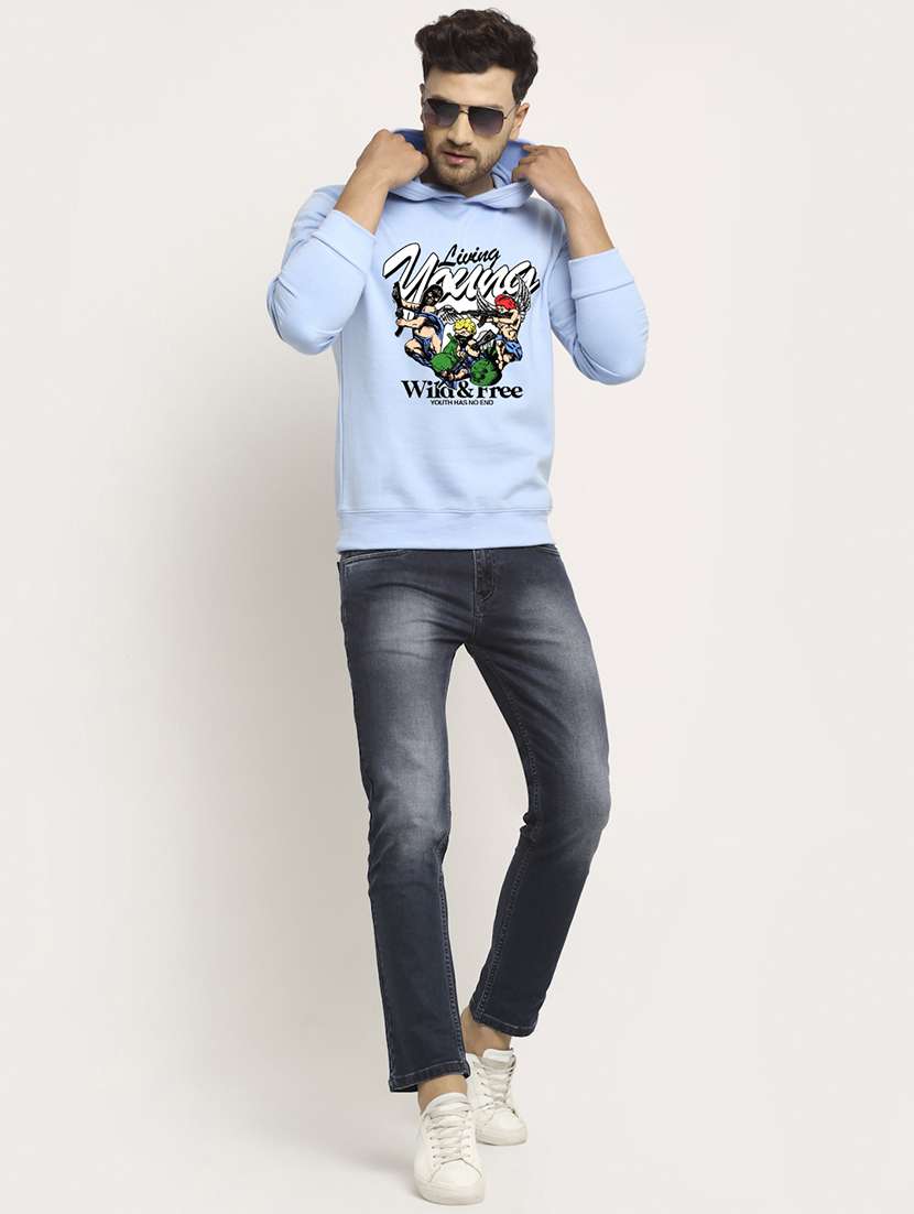 men front print long sleeve regular fit hooded sweatshirt - 22146069 -  Standard Image - 3