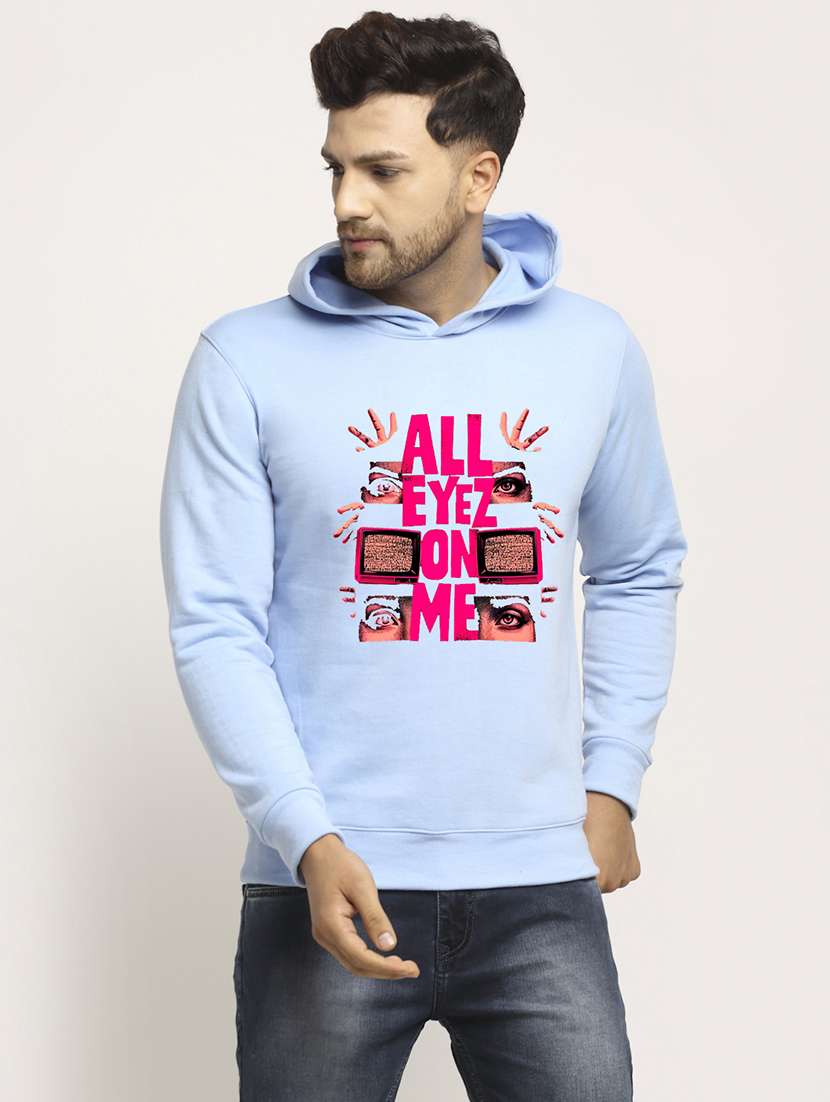 men front print long sleeve regular fit hooded sweatshirt - 22146075 -  Zoom Image - 0