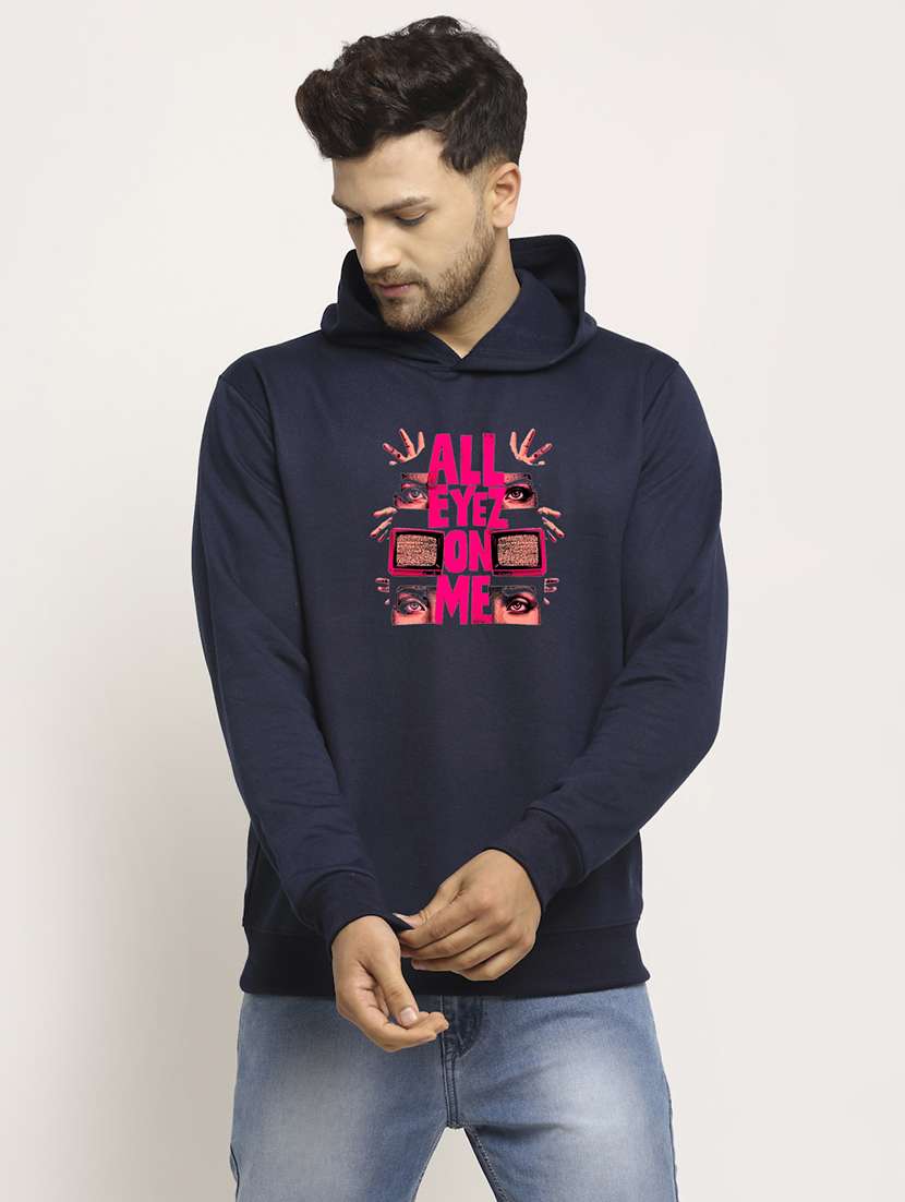 men front print long sleeve regular fit hooded sweatshirt - 22146076 -  Zoom Image - 0