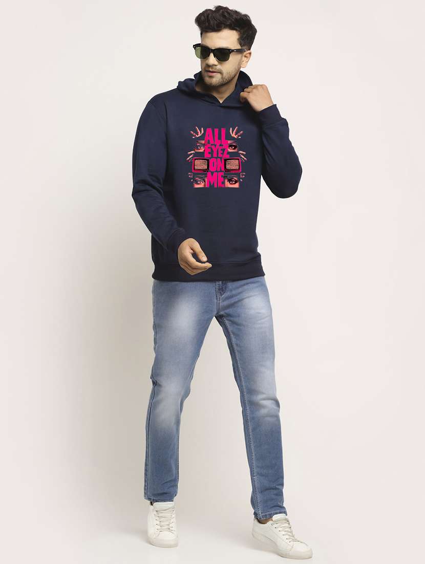 men front print long sleeve regular fit hooded sweatshirt - 22146076 -  Standard Image - 3
