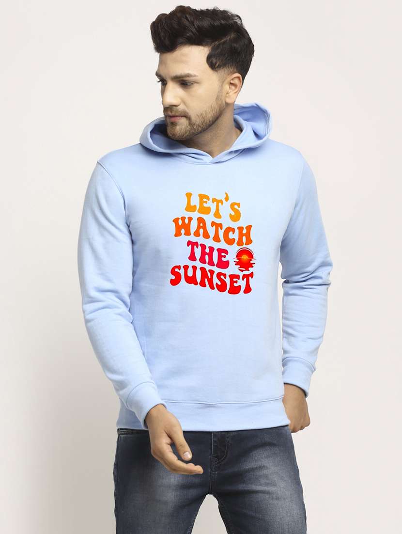 men front print long sleeve regular fit hooded sweatshirt - 22146078 -  Zoom Image - 0