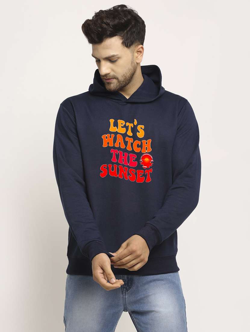 men front print long sleeve regular fit hooded sweatshirt - 22146079 -  Zoom Image - 0