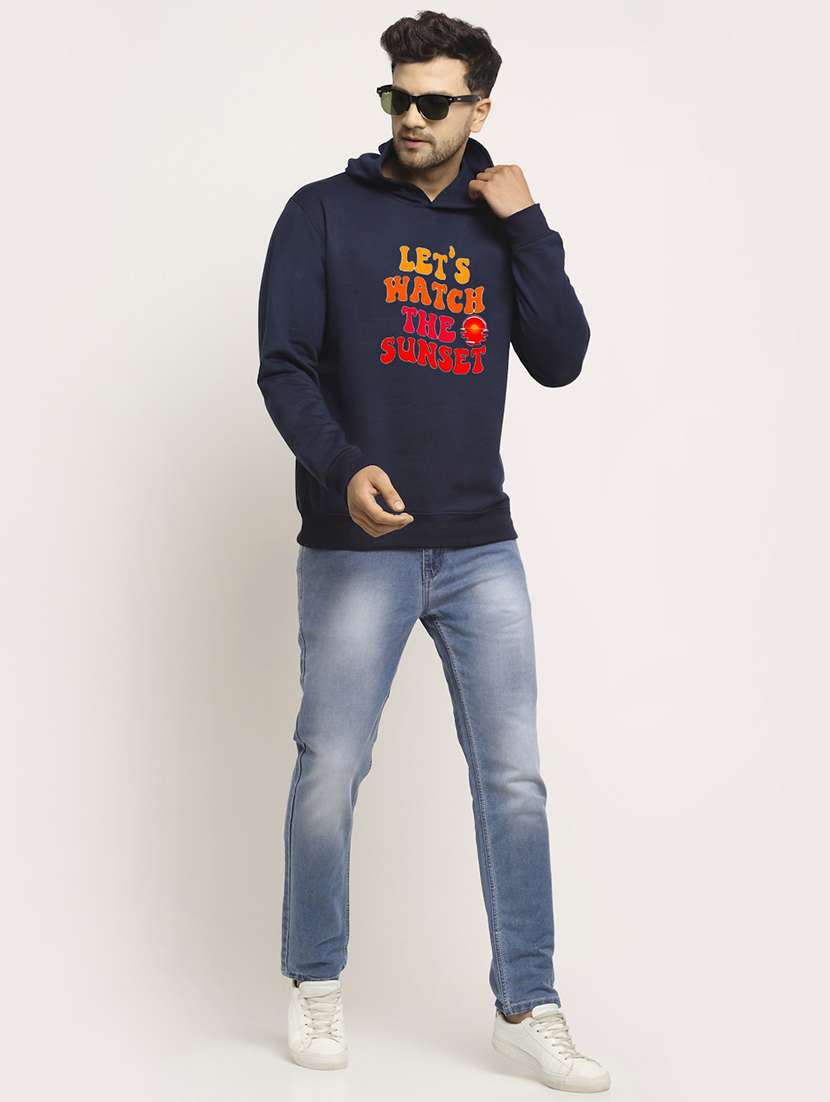 men front print long sleeve regular fit hooded sweatshirt - 22146079 -  Standard Image - 3