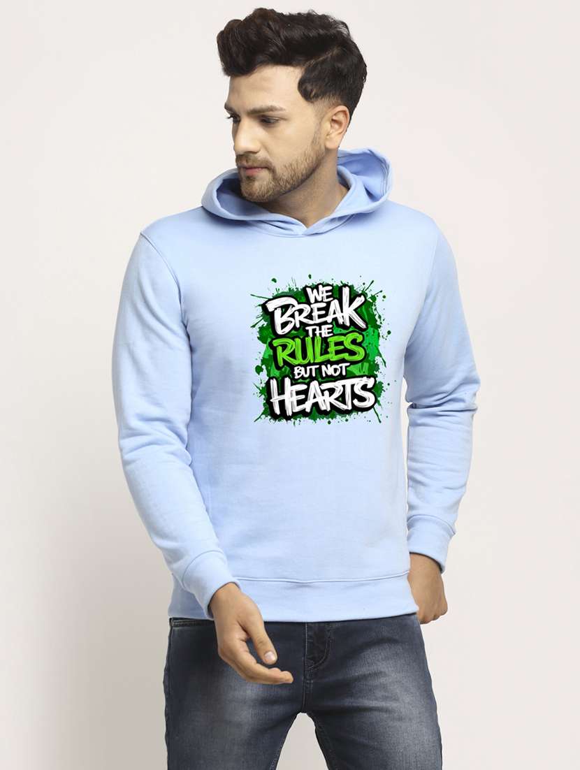 men front print long sleeve regular fit hooded sweatshirt - 22146081 -  Zoom Image - 0