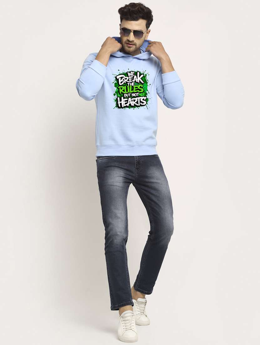 men front print long sleeve regular fit hooded sweatshirt - 22146081 -  Standard Image - 3