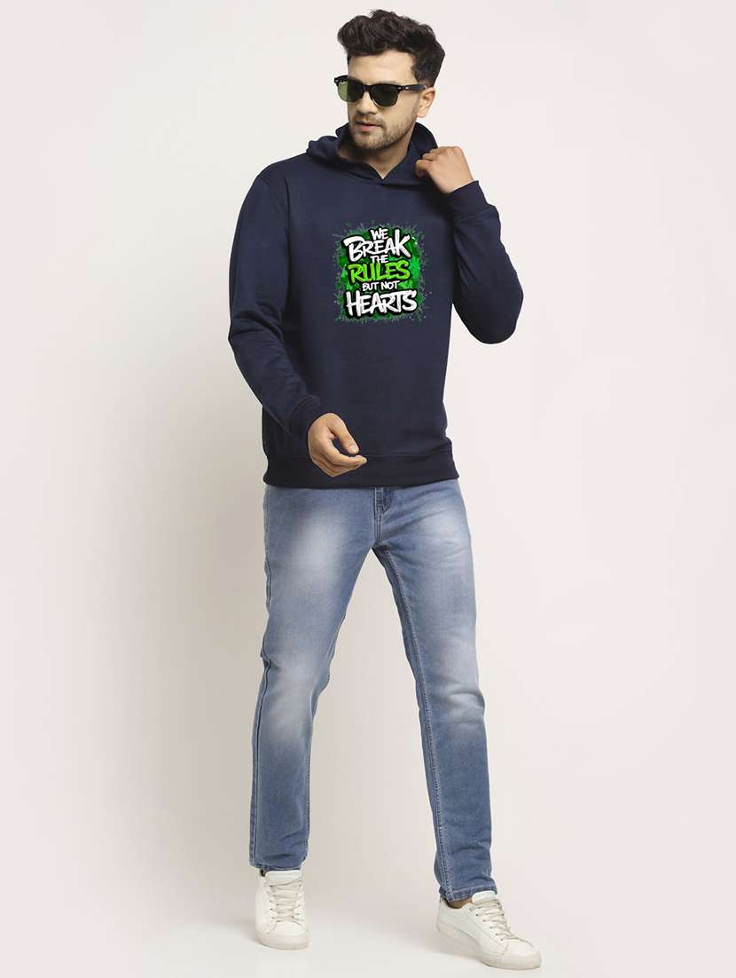 men front print long sleeve regular fit hooded sweatshirt - 22146082 -  Standard Image - 3