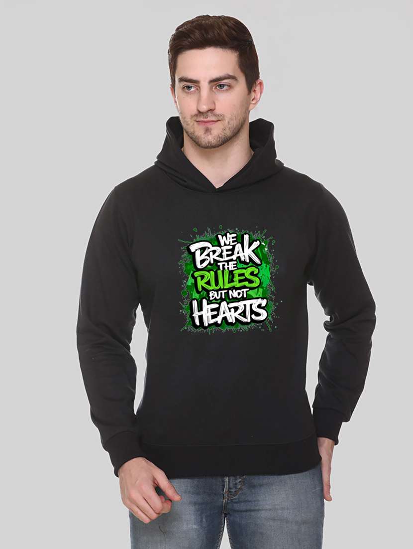 men front print long sleeve regular fit hooded sweatshirt - 22146083 -  Zoom Image - 0