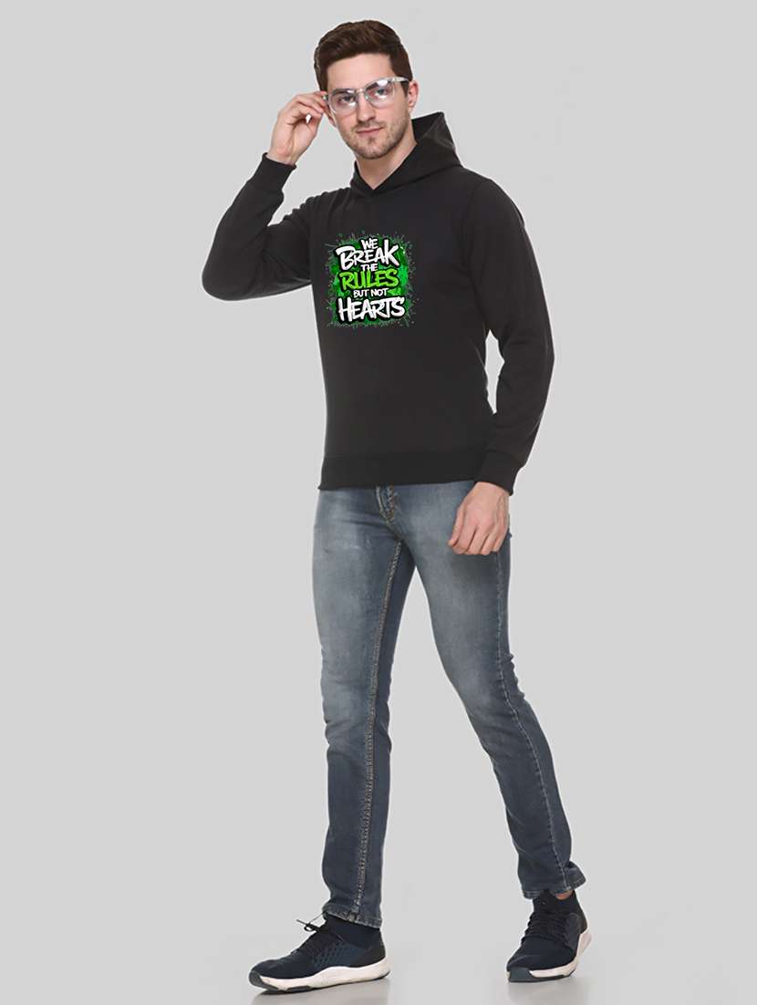 men front print long sleeve regular fit hooded sweatshirt - 22146083 -  Standard Image - 3