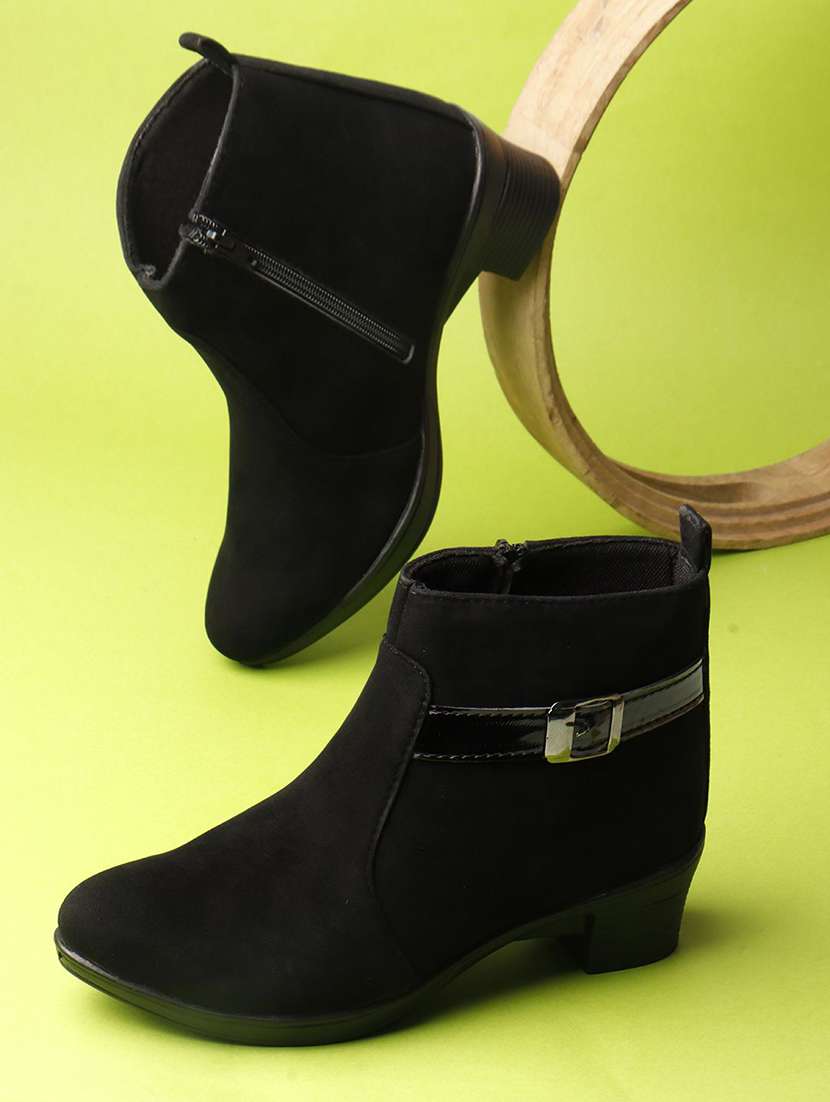 women solid slip on boot