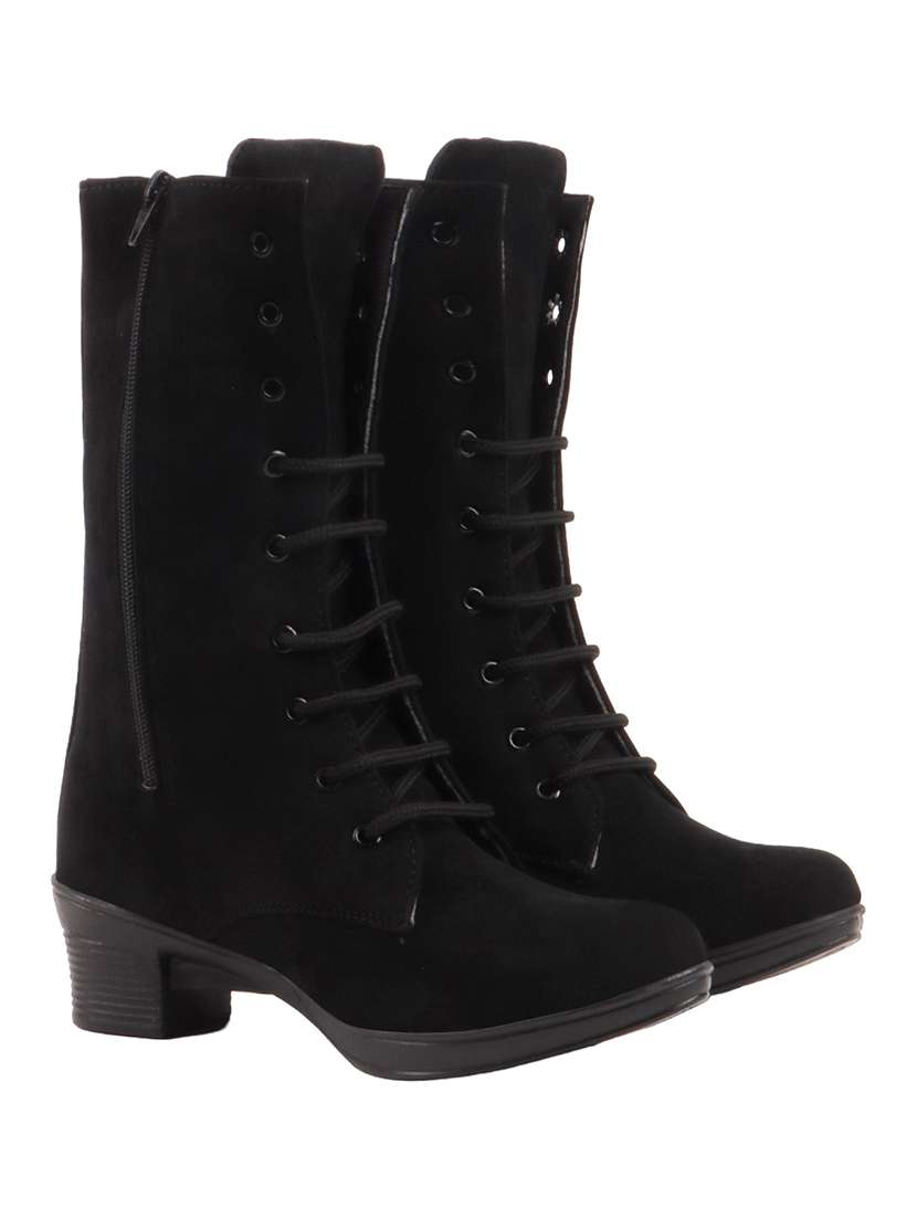 women solid lace up calf length boot - 22146132 -  Standard Image - 3