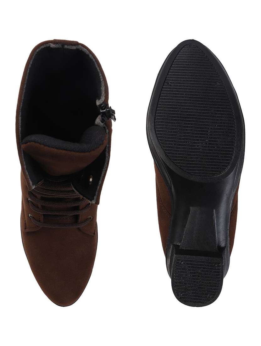 women solid lace up calf length boot - 22146133 -  Standard Image - 5