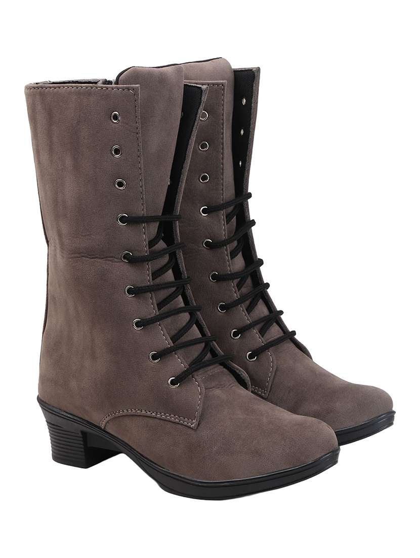 women solid lace up calf length boot - 22146134 -  Standard Image - 3