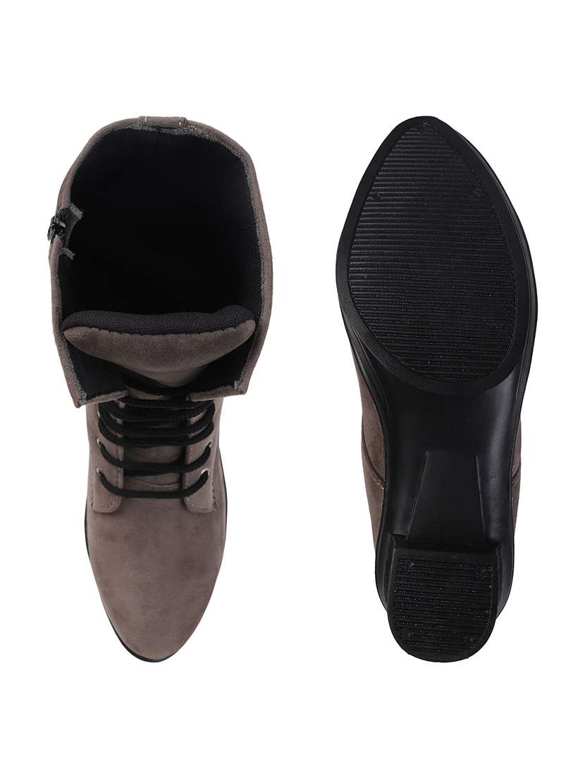 women solid lace up calf length boot - 22146134 -  Standard Image - 5