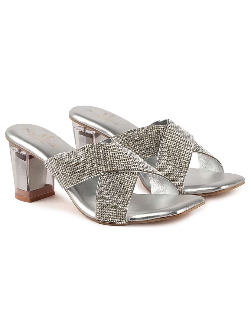 women silver slip on sandal - 22146142 -  Standard Image - 3