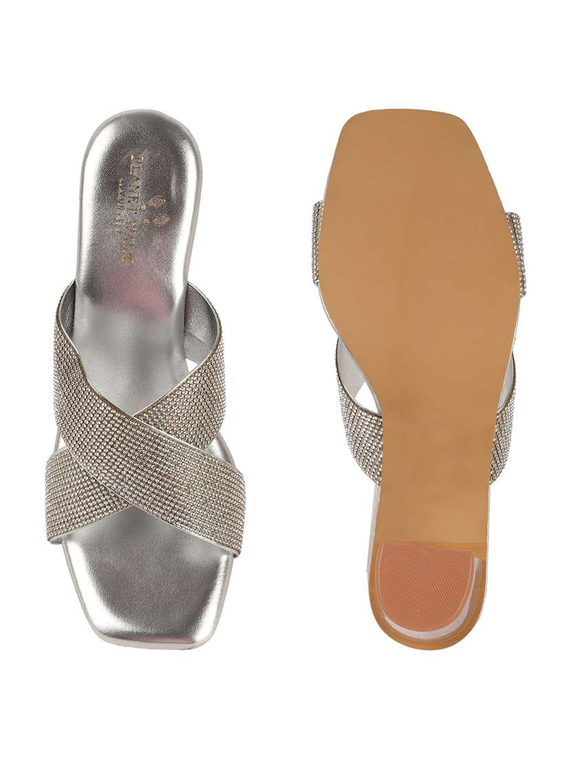 women silver slip on sandal - 22146142 -  Standard Image - 5