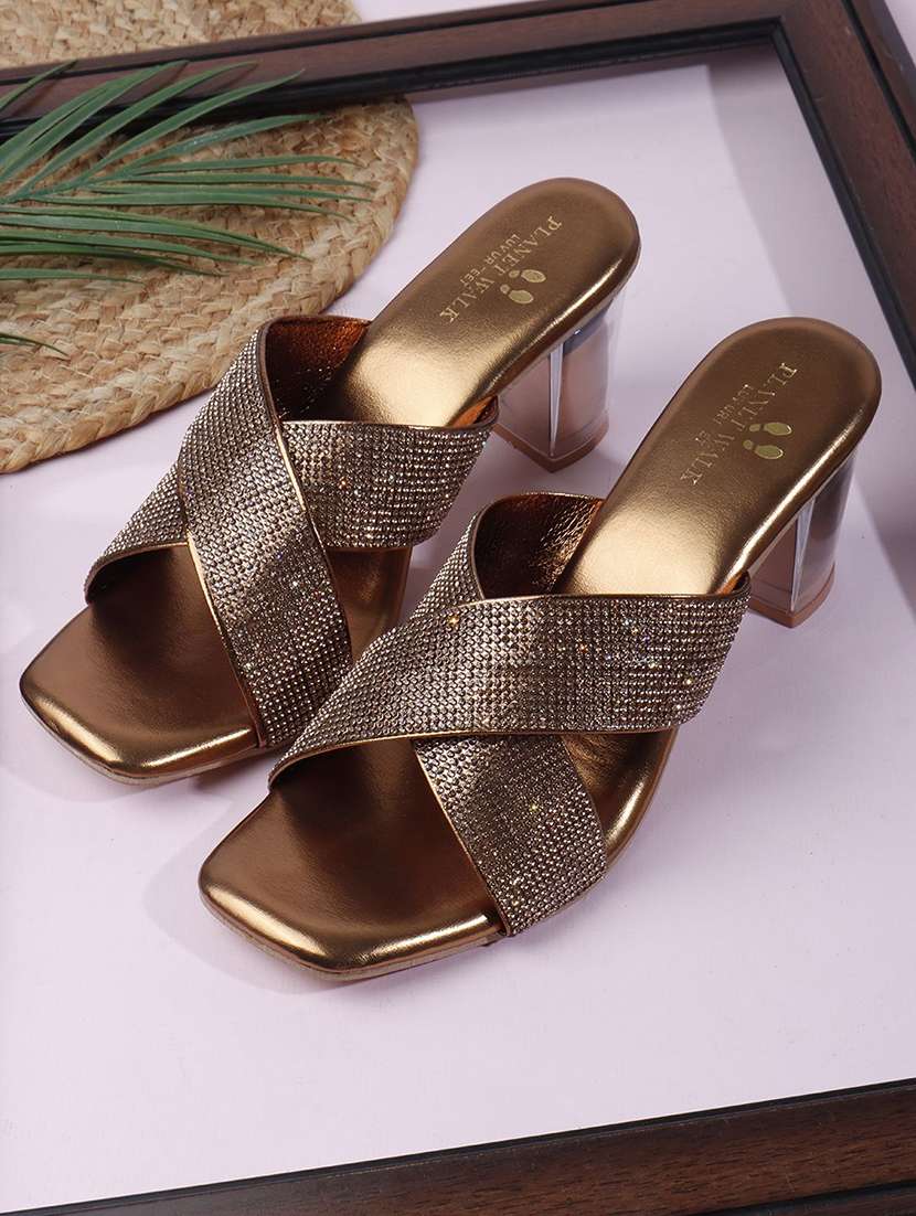women copper slip on sandal