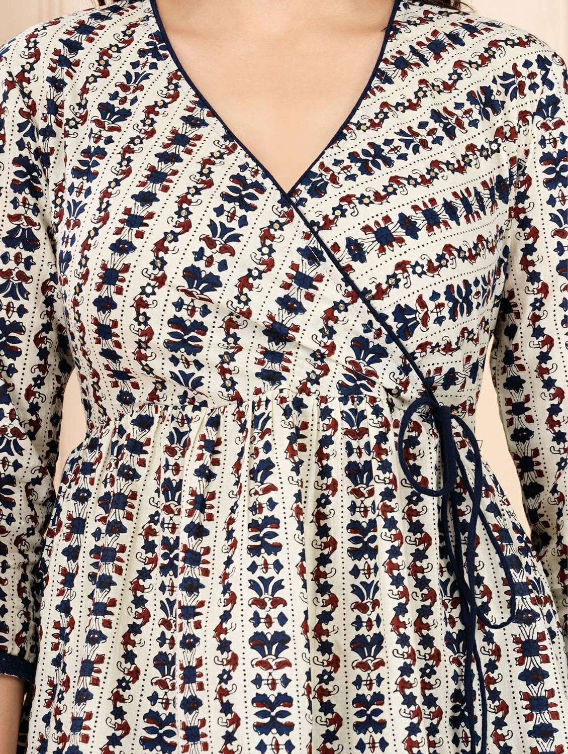 women printed three quarter sleeve ethnic top - 22146146 - Standard Image - 5