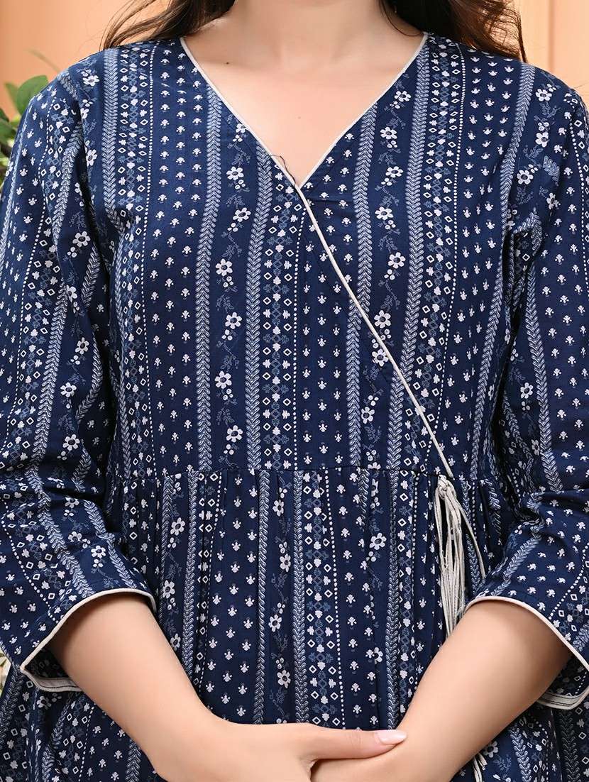 women printed three quarter sleeve ethnic top - 22146149 -  Standard Image - 5