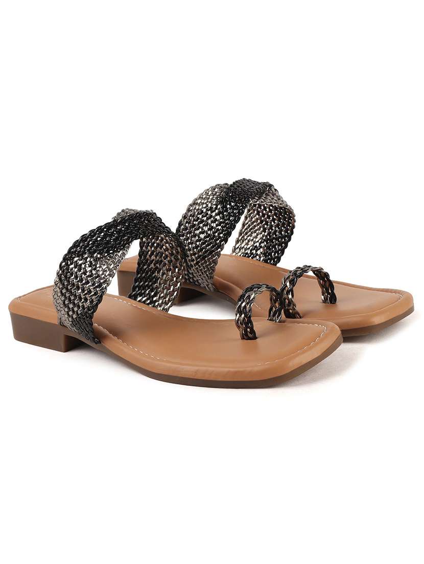 women textured one toe flat sandal - 22146151 -  Standard Image - 3