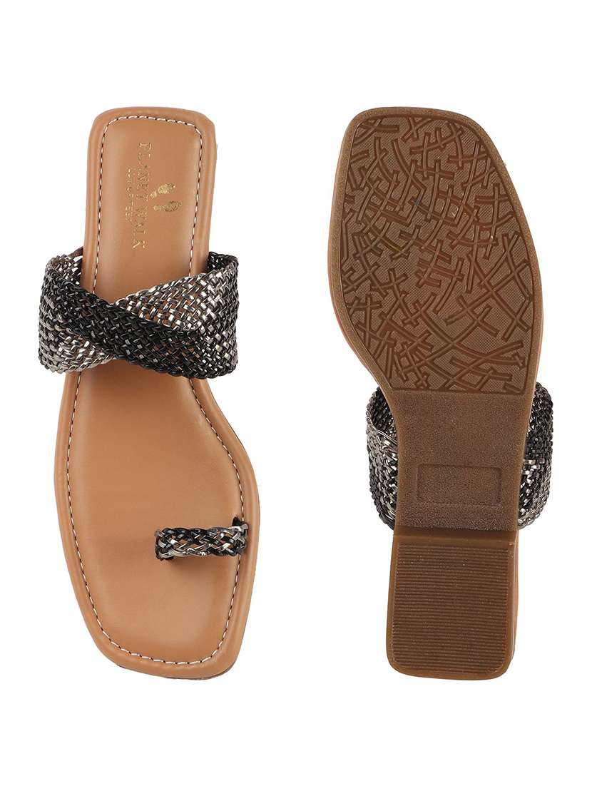 women textured one toe flat sandal - 22146151 -  Standard Image - 5